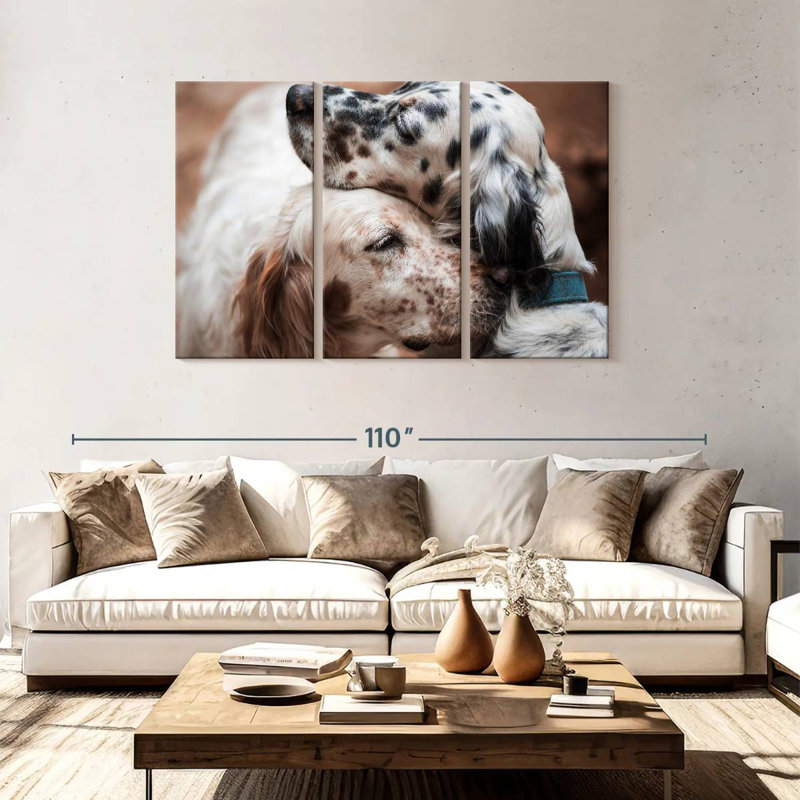 Brampt Cuddling English Setters, 48" H x 74" W