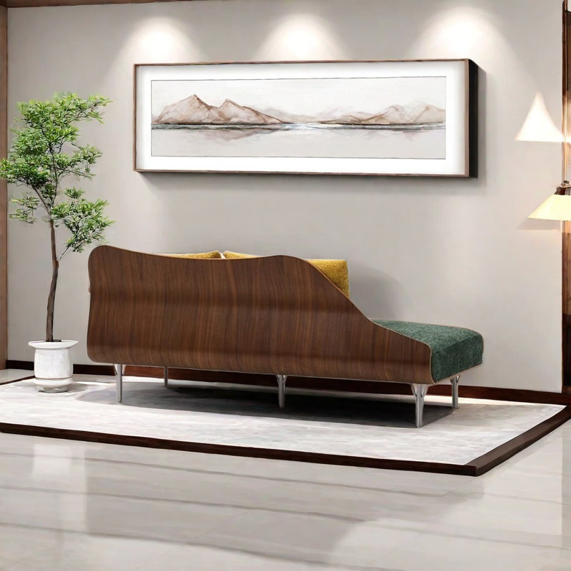 Chaise longue douce et confortable, Orienté à droite, Blanc crémeux