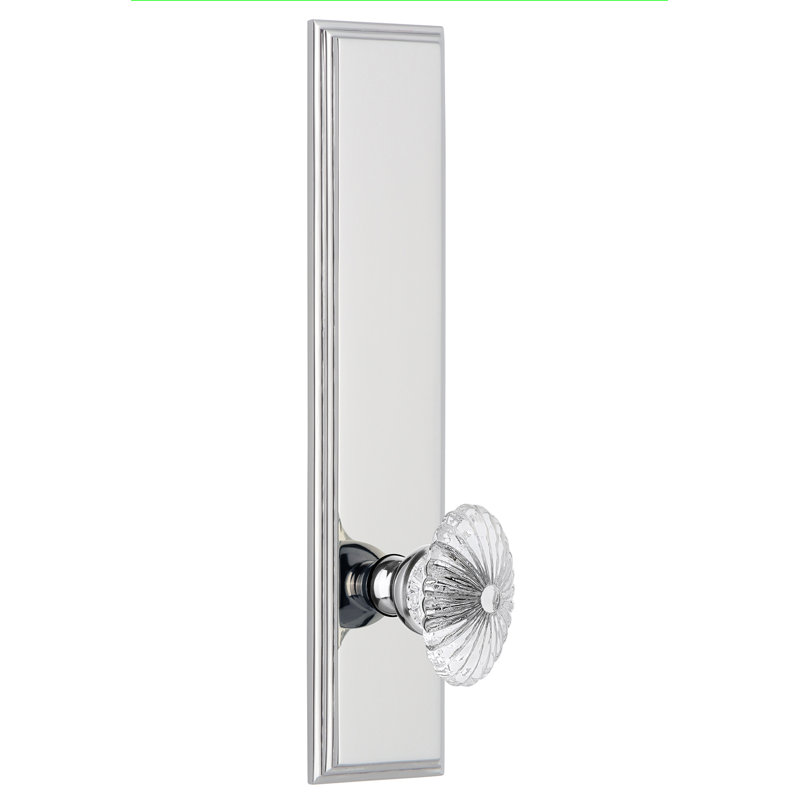 Grandeur Carré Tall Plate Passage with Burgundy Crystal Door Knob, Bright Chrome, 2 3/4"