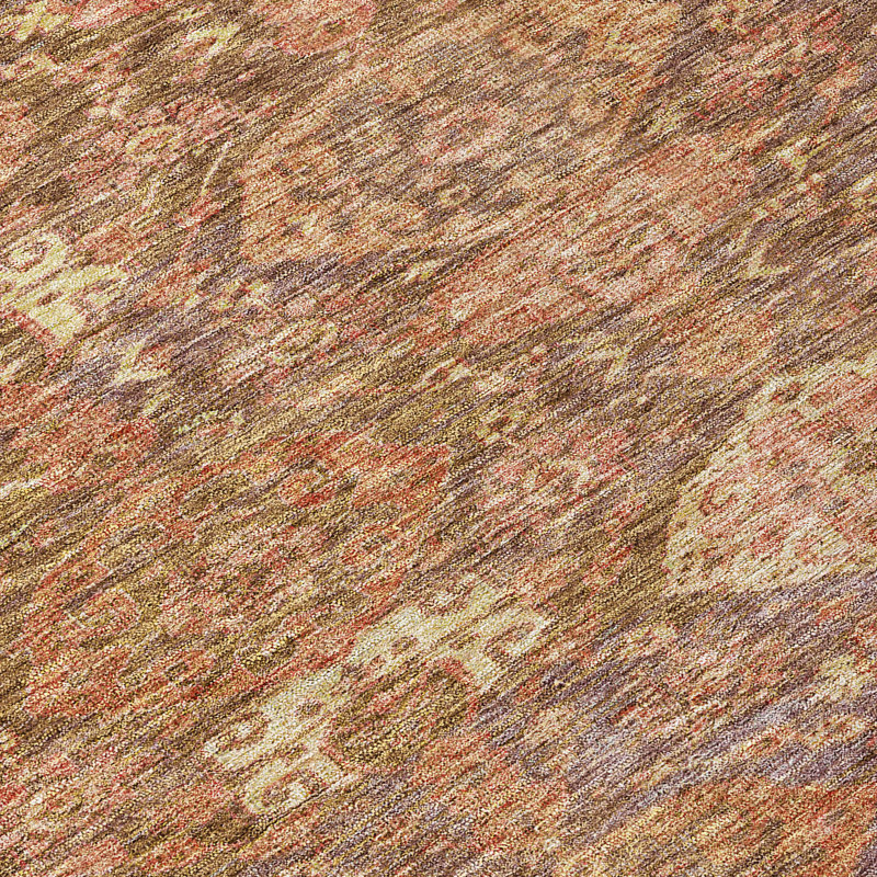 Red Synthetic Washable Rectangular 8' x 10' Damask Area Rug