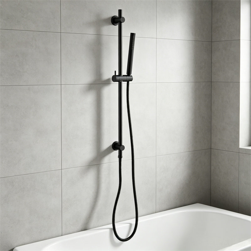 Pomme de douche à main Topcraft avec glissière réglable de 28 pouces., Matte Black