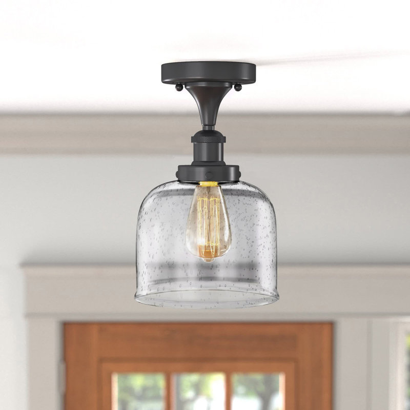 Plafonnier semi-encastré 1 lumière 8 po, Ampoule non incluse, Blanc mat, Noir mat