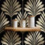 Black Art Deco Palm Leaf Wallpaper