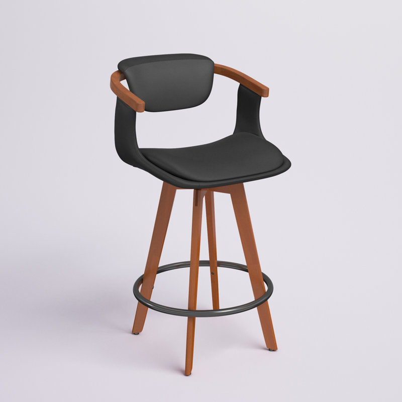 Tabouret de comptoir rembourré à hauteur fixe Dirksen, Noir, noir, noir, noir