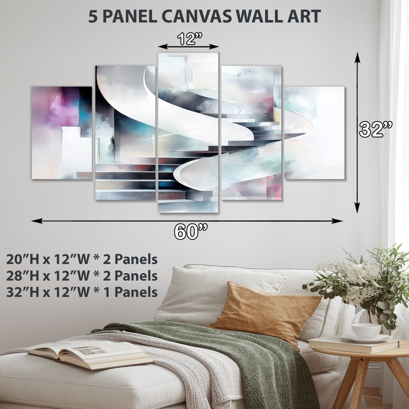 Fractured Light Spiral Staircase - Ensemble de 5 reproductions d'art mural