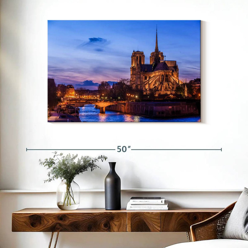 Kavia Notre Dame à Paris la nuit, H 26 po x l 39 po