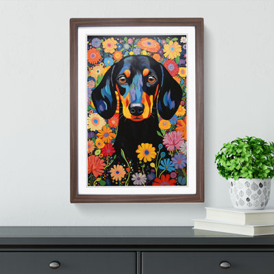 Dachshund Art Informel Art - Framed Print
