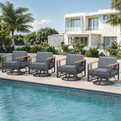4-Person All-Weather Wicker Patio Set With Swivel Rocking Chairs