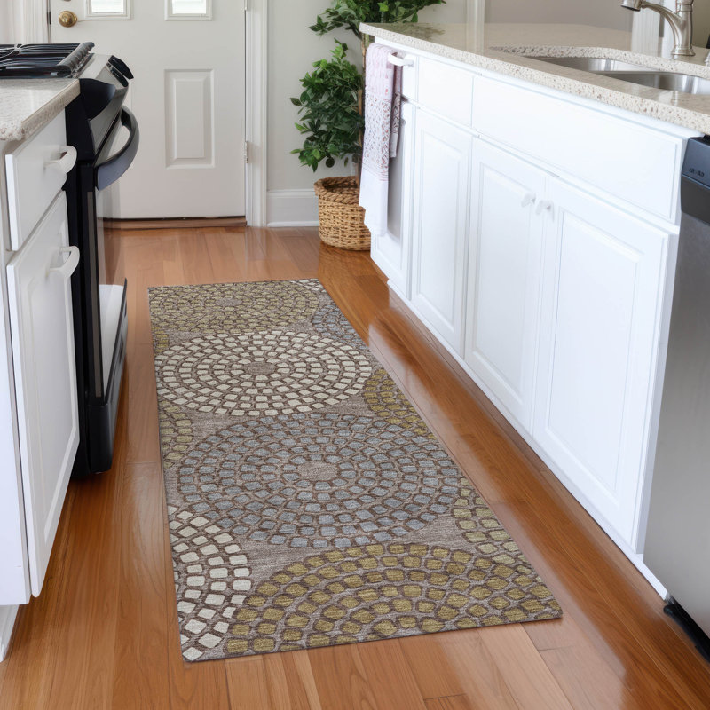 Premium Machine Washable Prisco Taupe Rug, Runner 2'3" x 7'6"