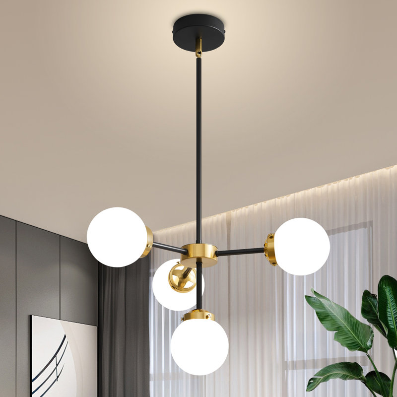 Kalaila 4 - Light Dimmable Globe Chandelier, Black/Gold