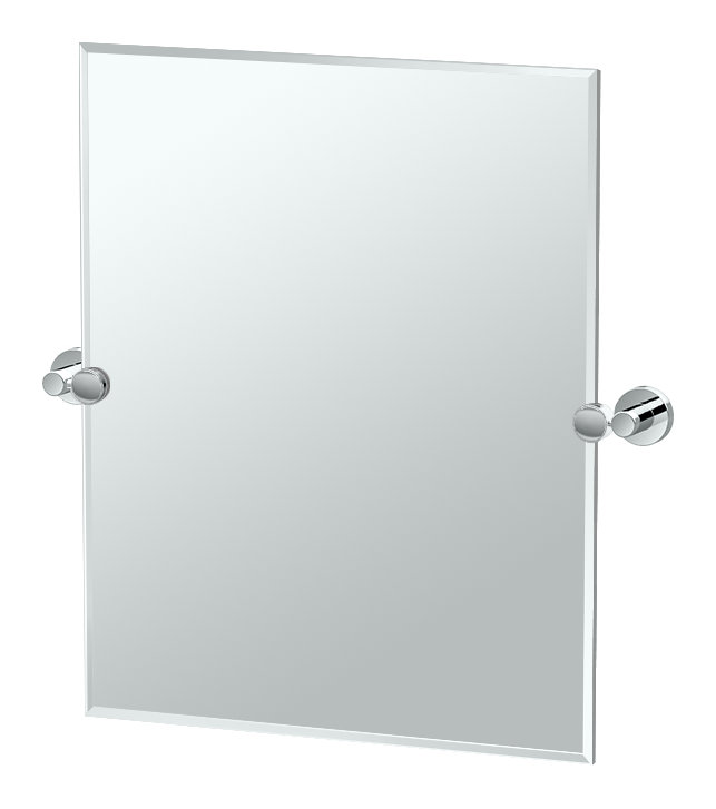 Glam Modern Frameless Rectangle Wall Mount Mirror | Bathroom Vanity Mirror, Chrome, 24" H x 19.5" W
