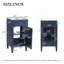Ensemble de meuble-lavabo simple 18 po avec lavabo en céramique, ensemble de meuble-lavabo autoportant avec porte à fermeture douce, tablette réglable, style français, pieds, bleu-394504539