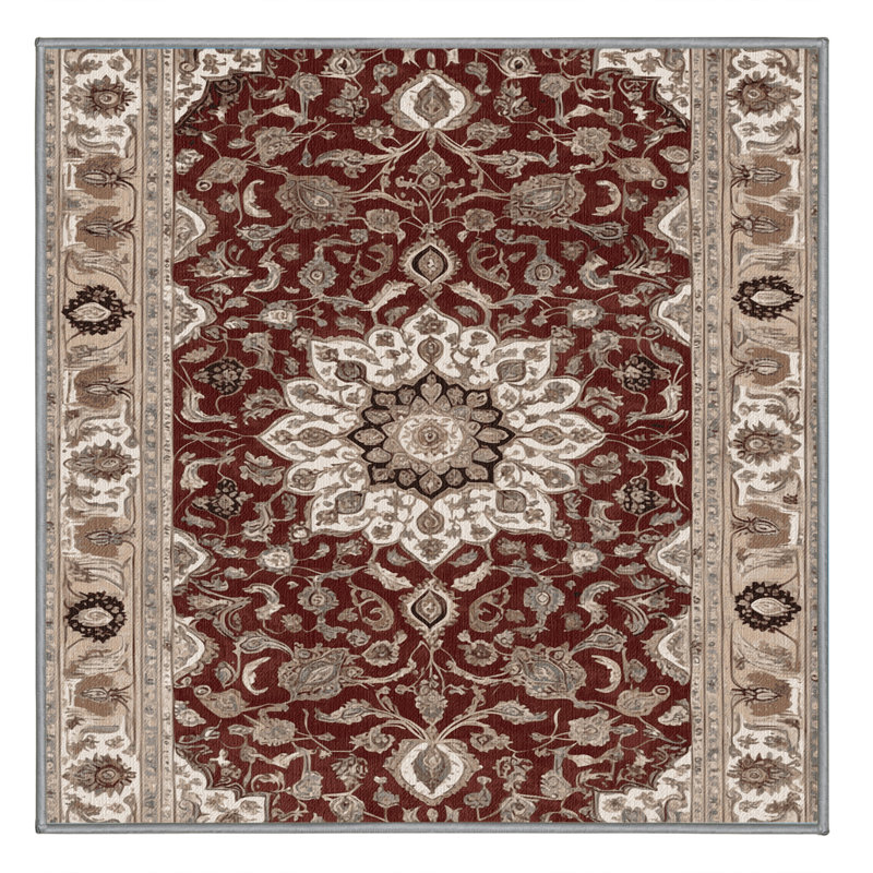 Tapis persan gris lavable à la machine, Carré 4 pi