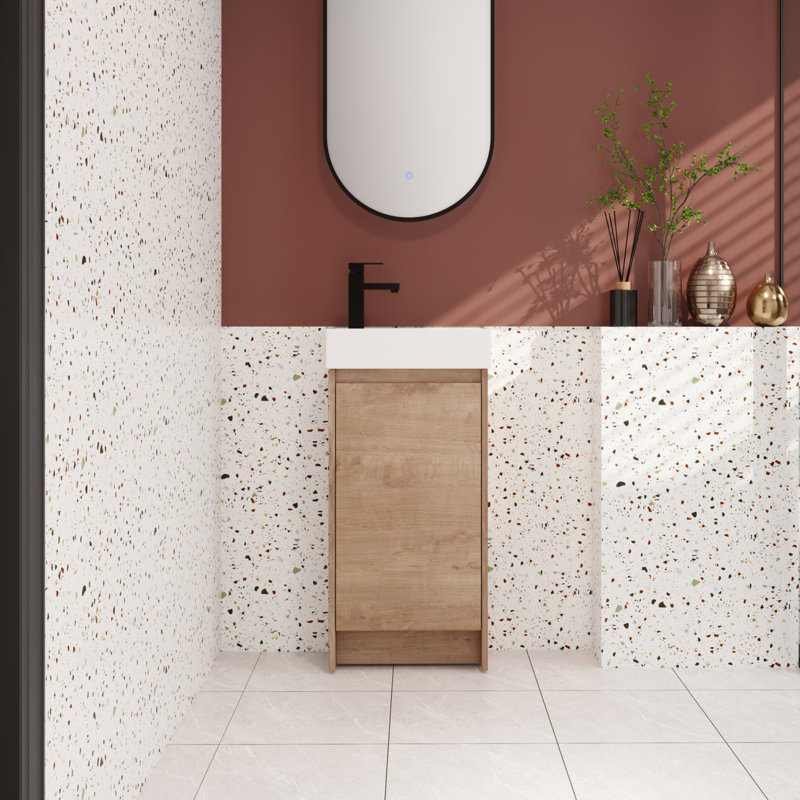16.44 " W Freestanding Standard 1 Single Vanity Bathroom Vanity With Ceramic Top