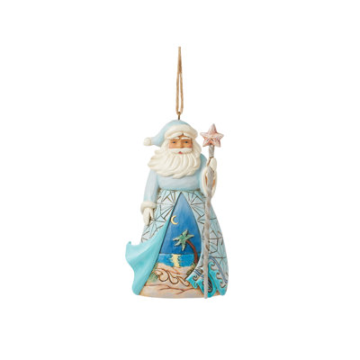 Jim Shore  Santa with Starfish Cane Ornament 4.33in