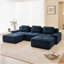 Canapé modulaire en forme de U de 117 pouces, tissu en velours côtelé, siège 3 places profond, siège capitonné mobile, conception sans assemblage, base antidérapante, bleu-178130658-178130663