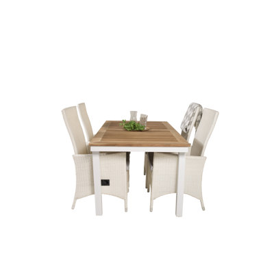 Navya 4 - Person Patio Dining Set with Extendable Rectangular Table , Cushions Included