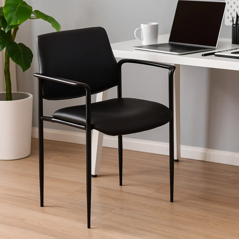 Chaise empilable Jill Diamond, siège carré en cascade, noir Caressoft