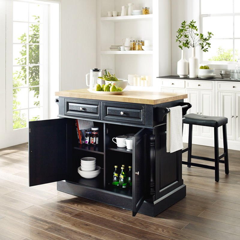 Ensemble d'îlot de cuisine 47,75 po Diamondback, Noir