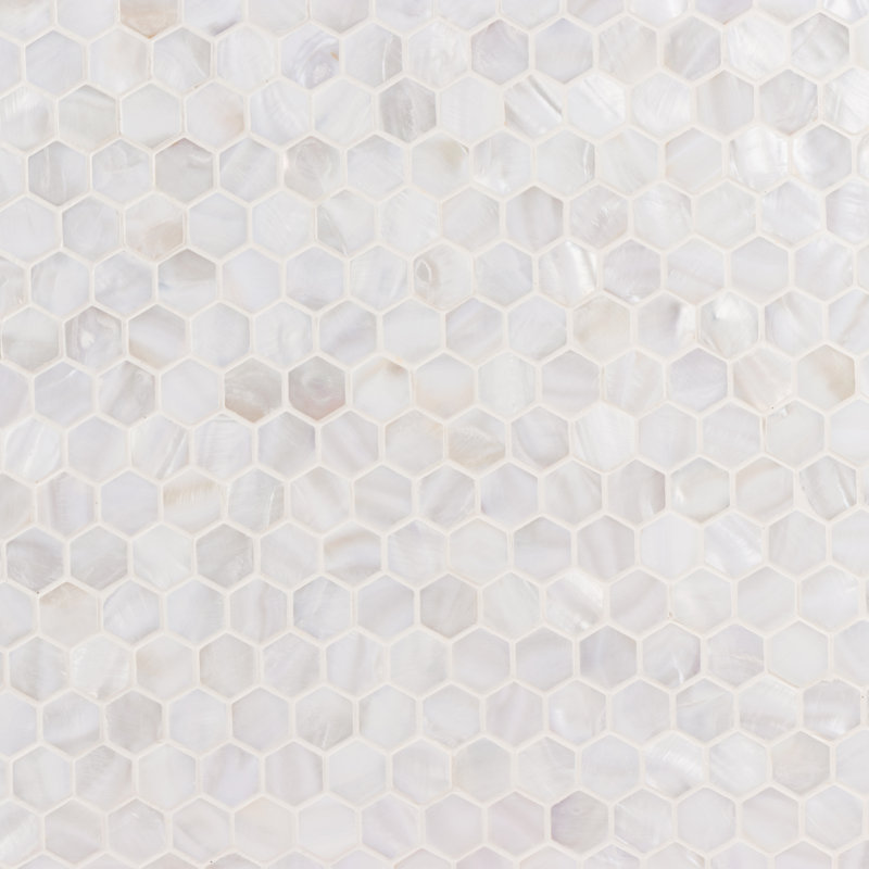 Carreau de mosaïque murale nid d'abeille en nacre de nacre 1 po x 1 po, Neige poudreuse