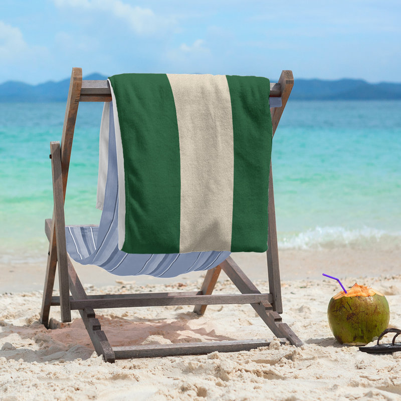 Lightweight Beach Towel, Green/Cream