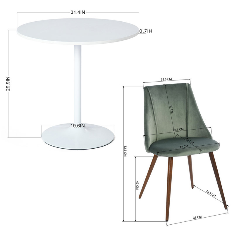 Ensemble de table de salle à manger élégant 5 pièces avec chaises en velours, parfait pour la salle à manger et la cuisine (blanc)
