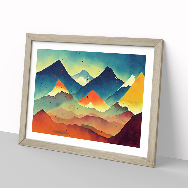 Mountain Splash Vol.3 Abstract - Framed Print, 25cm H x 34cm W x 2cm D, Oak Framed