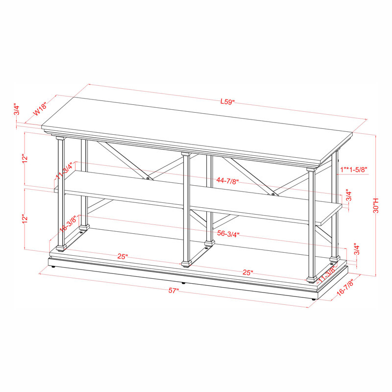 Kiven 59'' Console Table, Dark Oak