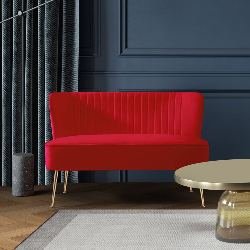 Causeuse rembourrée Farrah, Rouge