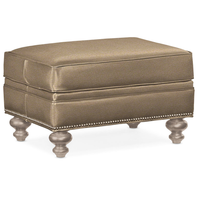 West Ottoman, Nickel, Stone, Aline Fumo Genuine Leather