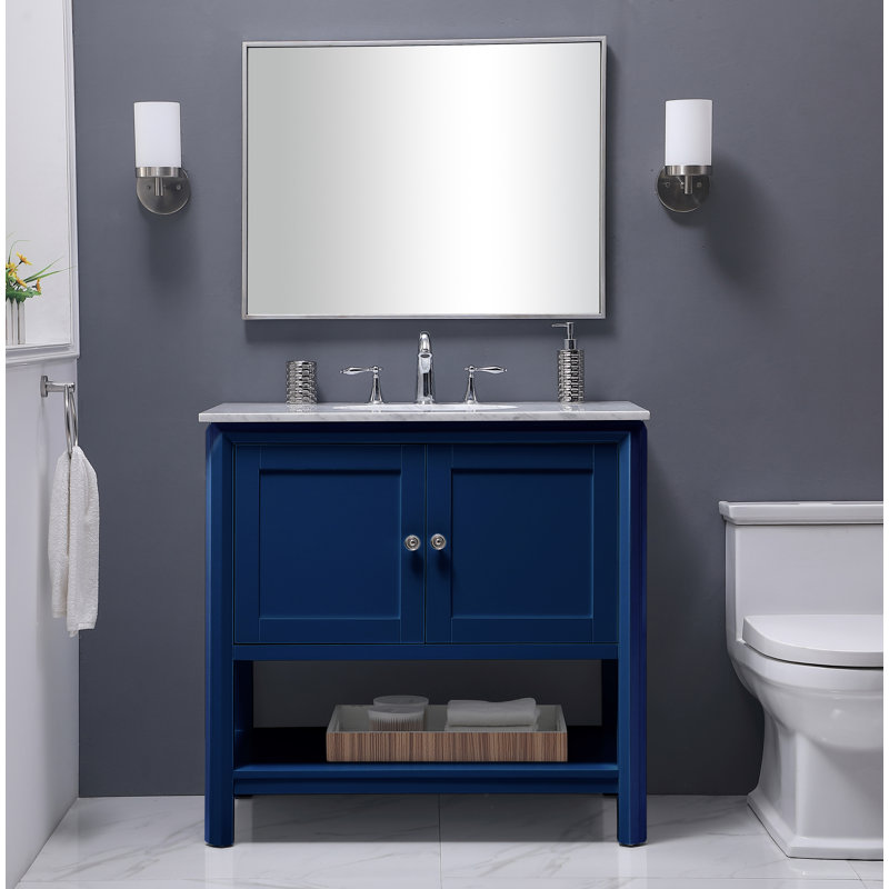 Ensemble de meuble-lavabo simple 36 po Newsoms, Bleu