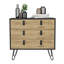 Commode H 29 po, commode 3 tiroirs, commode moderne avec pieds en épingle et détails métalliques, noir / macadamia