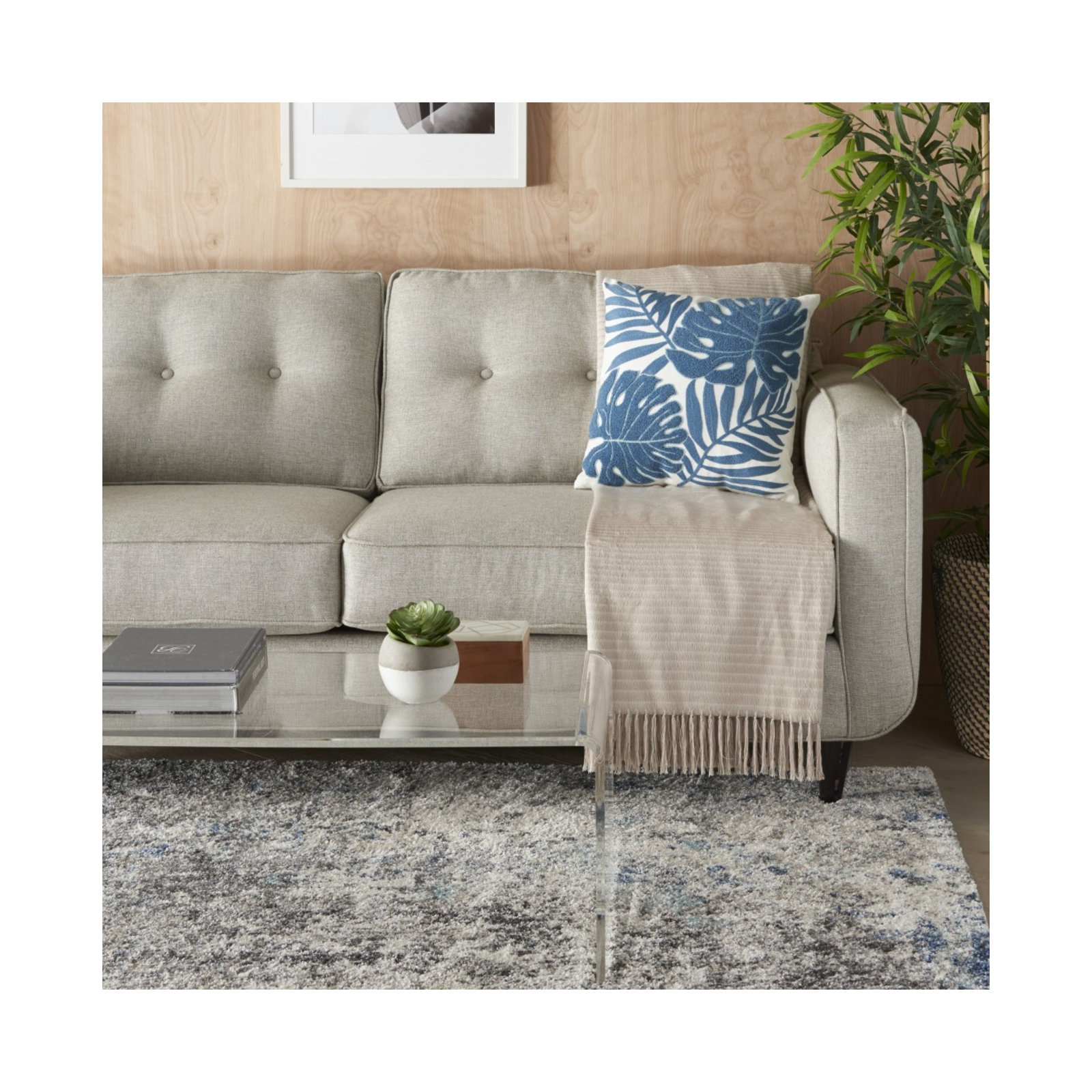 Elsa Appliqued Throw Pillow, Blue