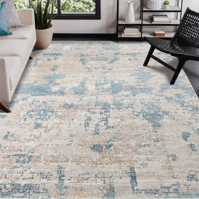 Tapis abstrait gris / bleu Brazell