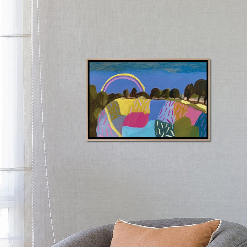 Landscape With Rainbow I 1 Piece Wall Art on Canvas, 45.72 cm H x 66.04 cm W x 4.445 cm D, Natural Wood