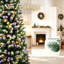 Arbre de Noël illuminé enneigé 8 pi, 2 lumières DEL blanc et blanc, télécommande avec 11 modes d'éclairage