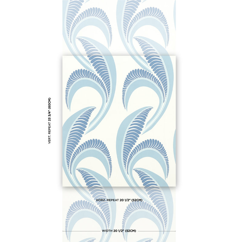 Schumacher x Neisha Crosland Banana Leaf Wallpaper, China Blue