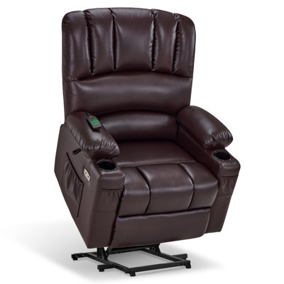 Power Recliner Lift Chair with Heat and Vibration Massage, Faux Leather