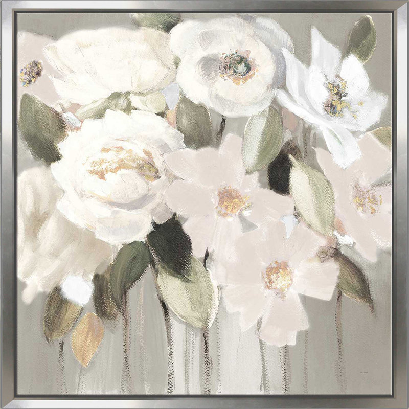 Promise of Giverny Neutral I par Lanie Loreth - Peinture, Cadre flottant argent, H 27,5 po x l 27,5 po x P 2 po