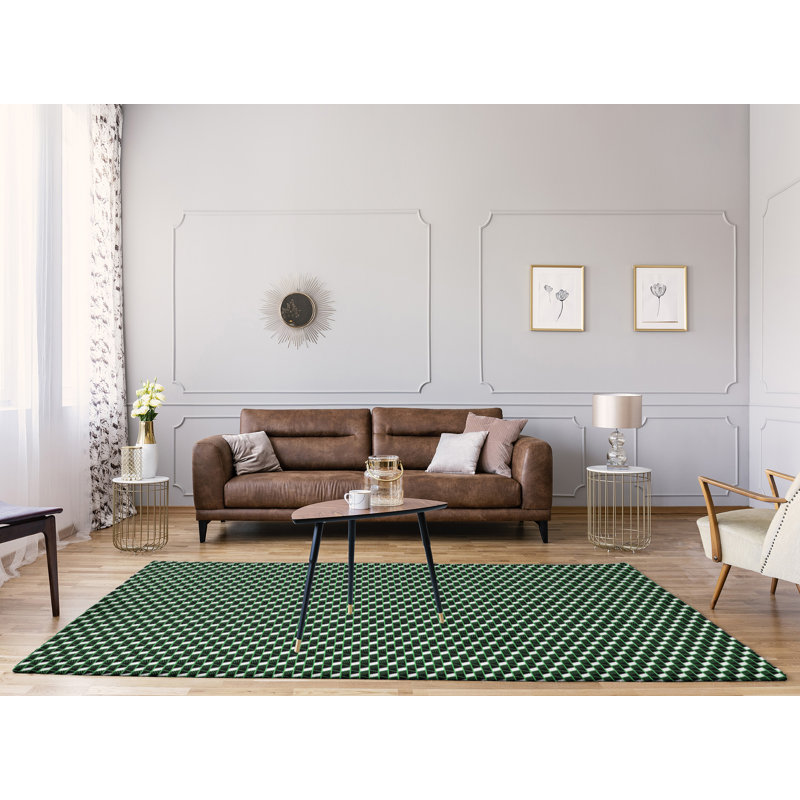 Tapis de zone vert géométrique classic, Rectangle 5 pi x 7 pi