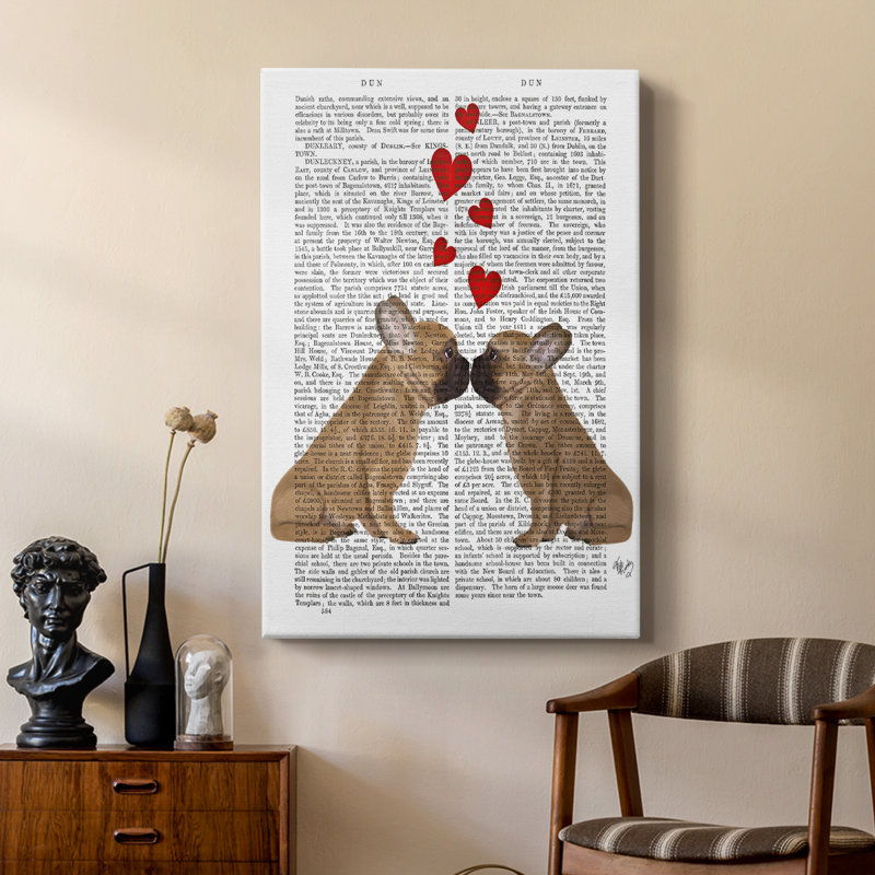 French Kiss and Hearts - Gallery Cavas, H 18 po x l 12 po