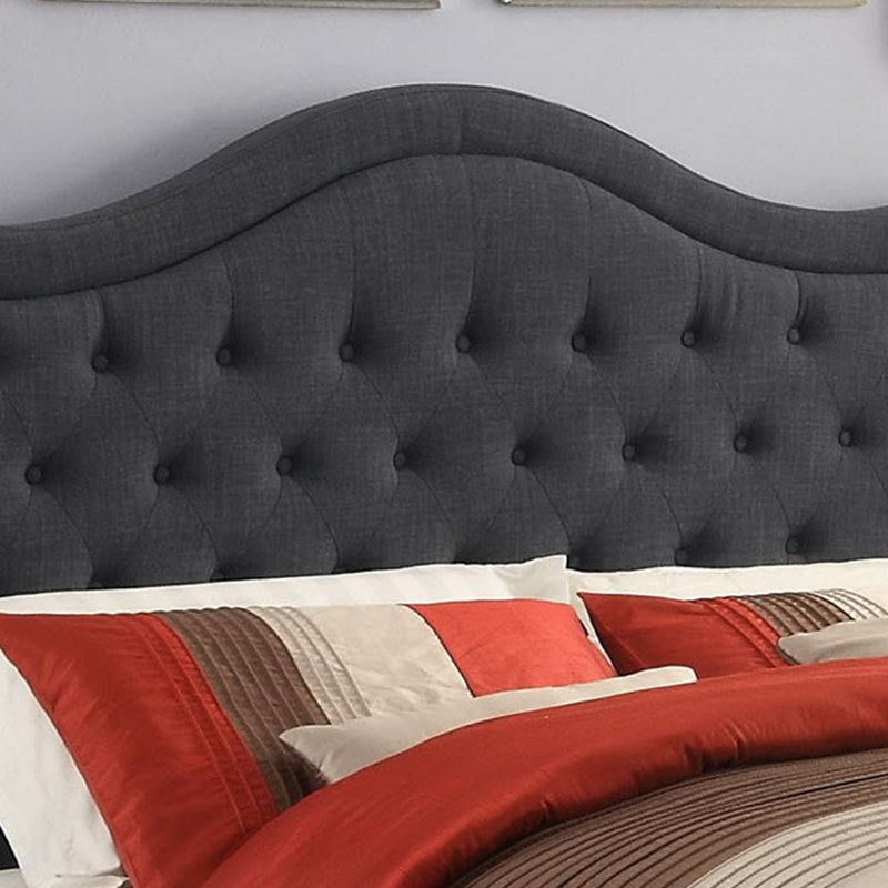 Fabric Upholstered Bed Frame with Adjustable Headboar,Wood Slat Support, Button Tufted Platform Bed, Twin, Black