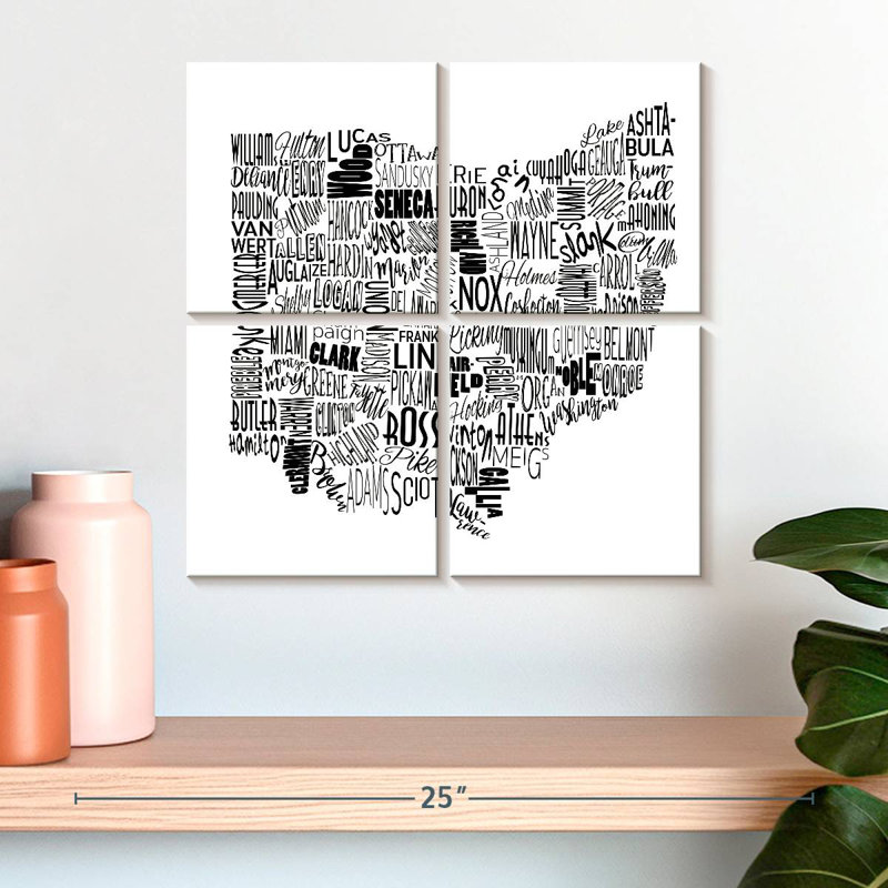 Carte de Aliaz, Ohio, typographie, H 18 po x l 18 po