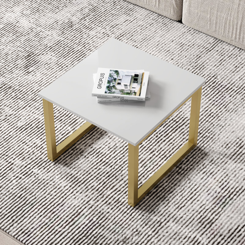 Edwill 23.6" Coffee Table with High Gloss Finish, White