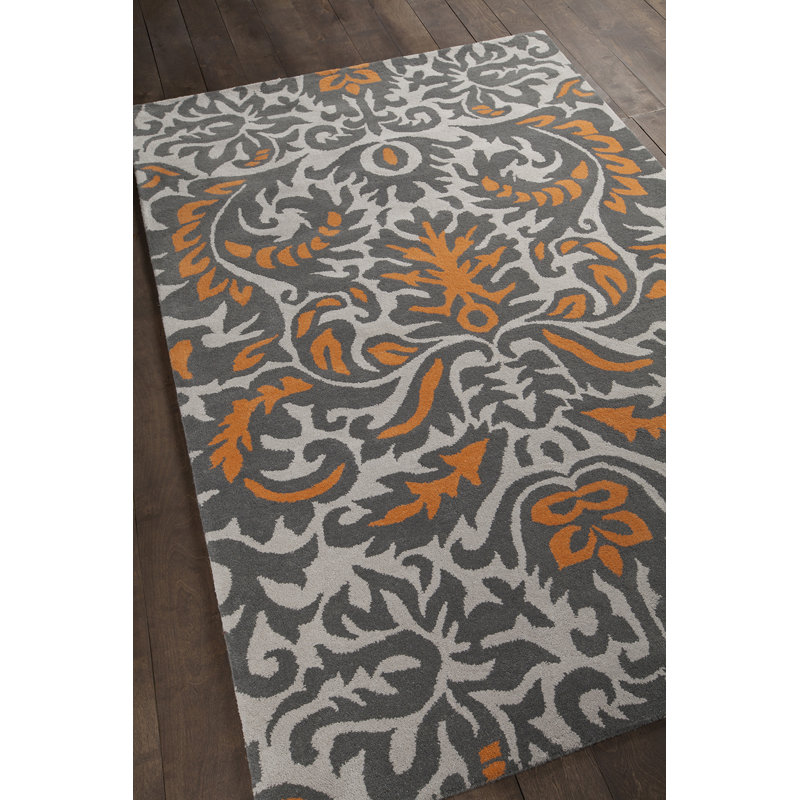 Hand-Tufted Elegant Gray Wool Rectangular 5' x 7' Area Rug