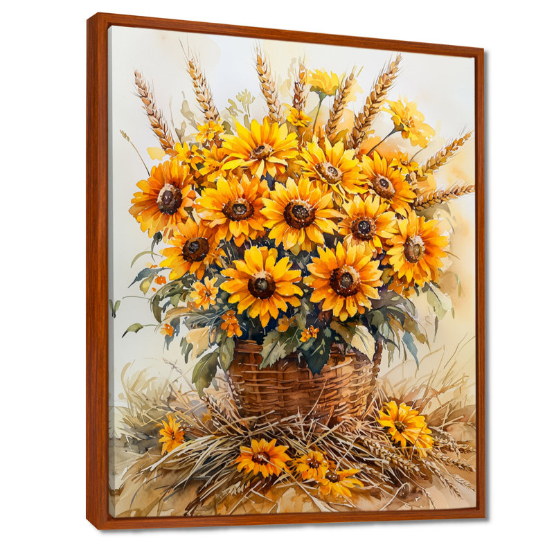 Tournesol de Thompson, arrangement de récolte dorée I - tournesols, art mural, H 32 po x l 24 po, Brun