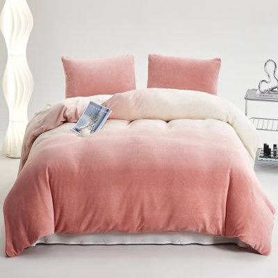 Velvet Comforter Flannel 3 PCs Bedding Set Farmhouse Warm Bed Comforter Set