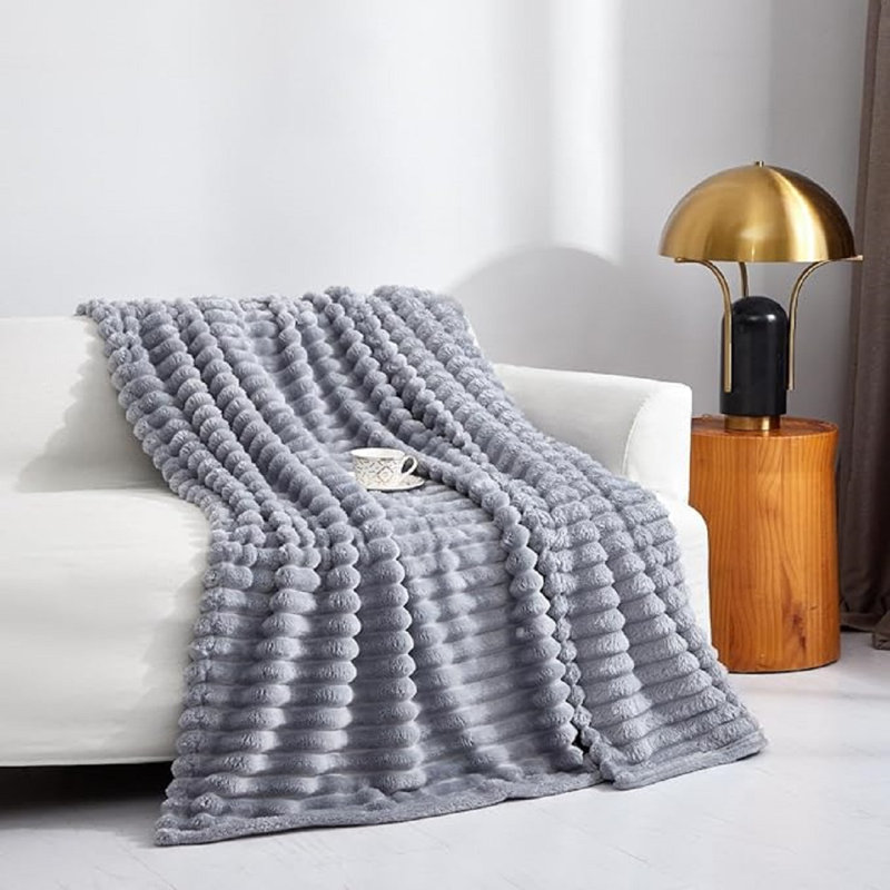 Machine Woven Throw Blanket, 240cm x 200cm, Silver
