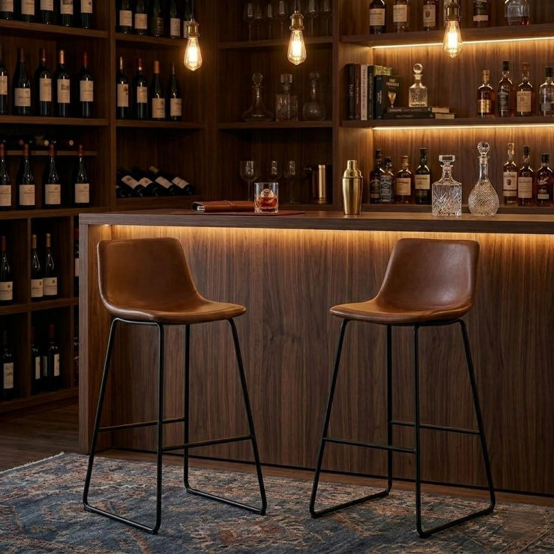 Tabouret de comptoir moderne en similicuir avec repose-pieds à dossier bas, Tabouret de comptoir (siège d'une hauteur de 30 p