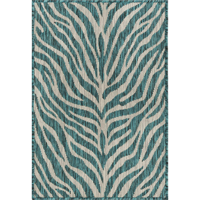 Tapis d'extérieur joyeux vert-bleu, Rectangle 2 pi 2 po x 3 pi